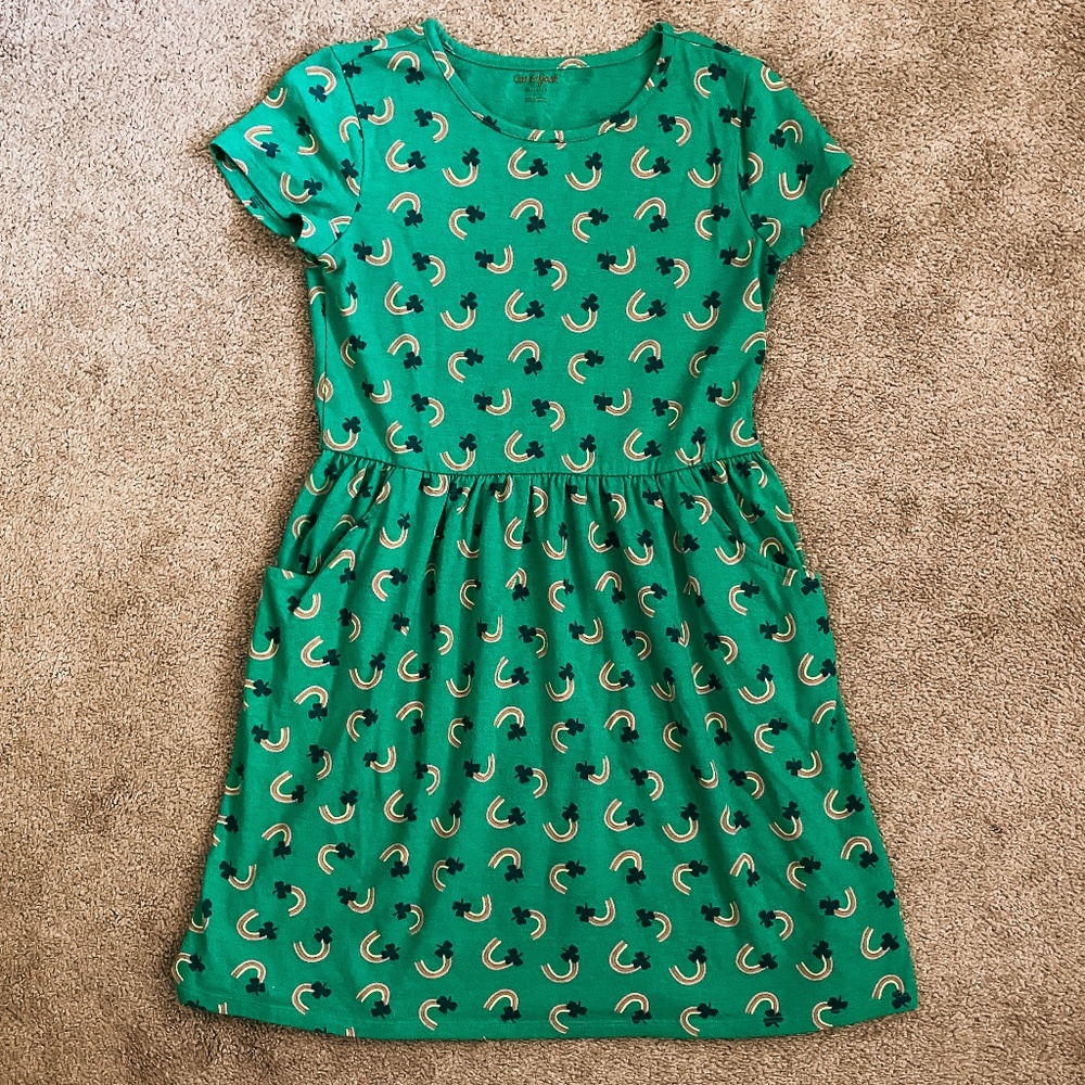 Cat and Jack Girls Shamrock Short Sleeve Dress Size XL 14/16